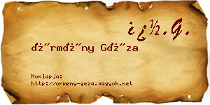 Örmény Géza névjegykártya